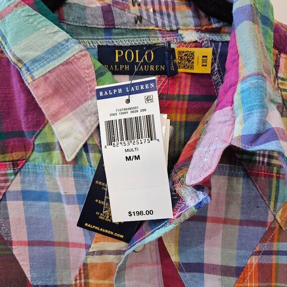Polo Ralph Lauren Multi Cloth Pearl Snap Long Sleeve Shirt Size Medium - Picture 3 of 8